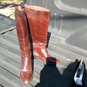 Rich mahogany brown leather boots